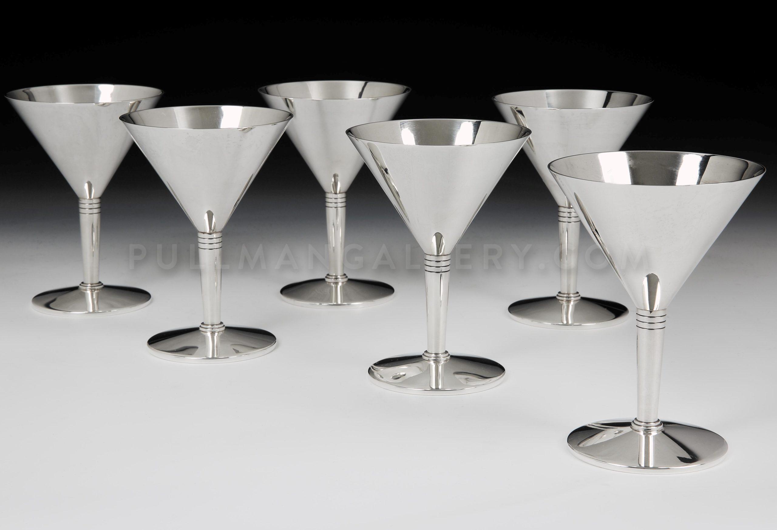 Tiffany Art Deco Sterling Silver and Crystal Barware Martini